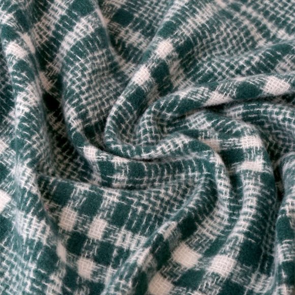 Lulus Season of Cheer Fuzzy Knit Green/White Plaid Scarf - Picture 2 of 2